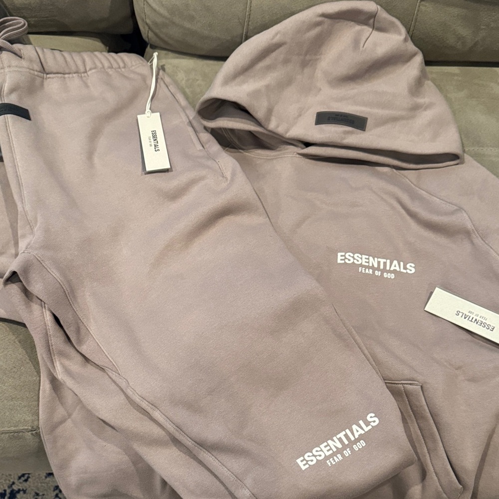 Fear of God Essentials Hoodie and Sweatpants Set in Desert Taupe